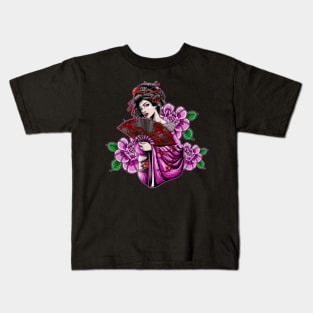 Geisha and flowers Kids T-Shirt